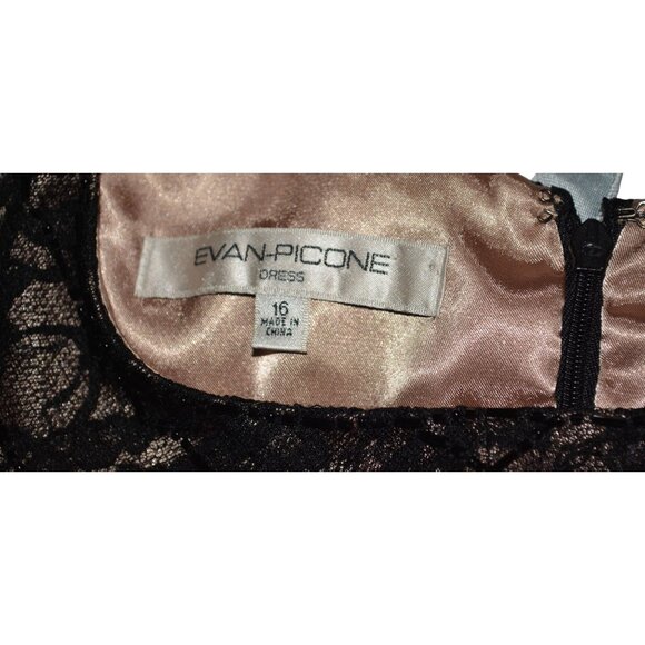 Evan Picone Black Lace & Satin Cocktail Dress Size 16 Elegant Sleeveless Formal - Picture 2 of 3
